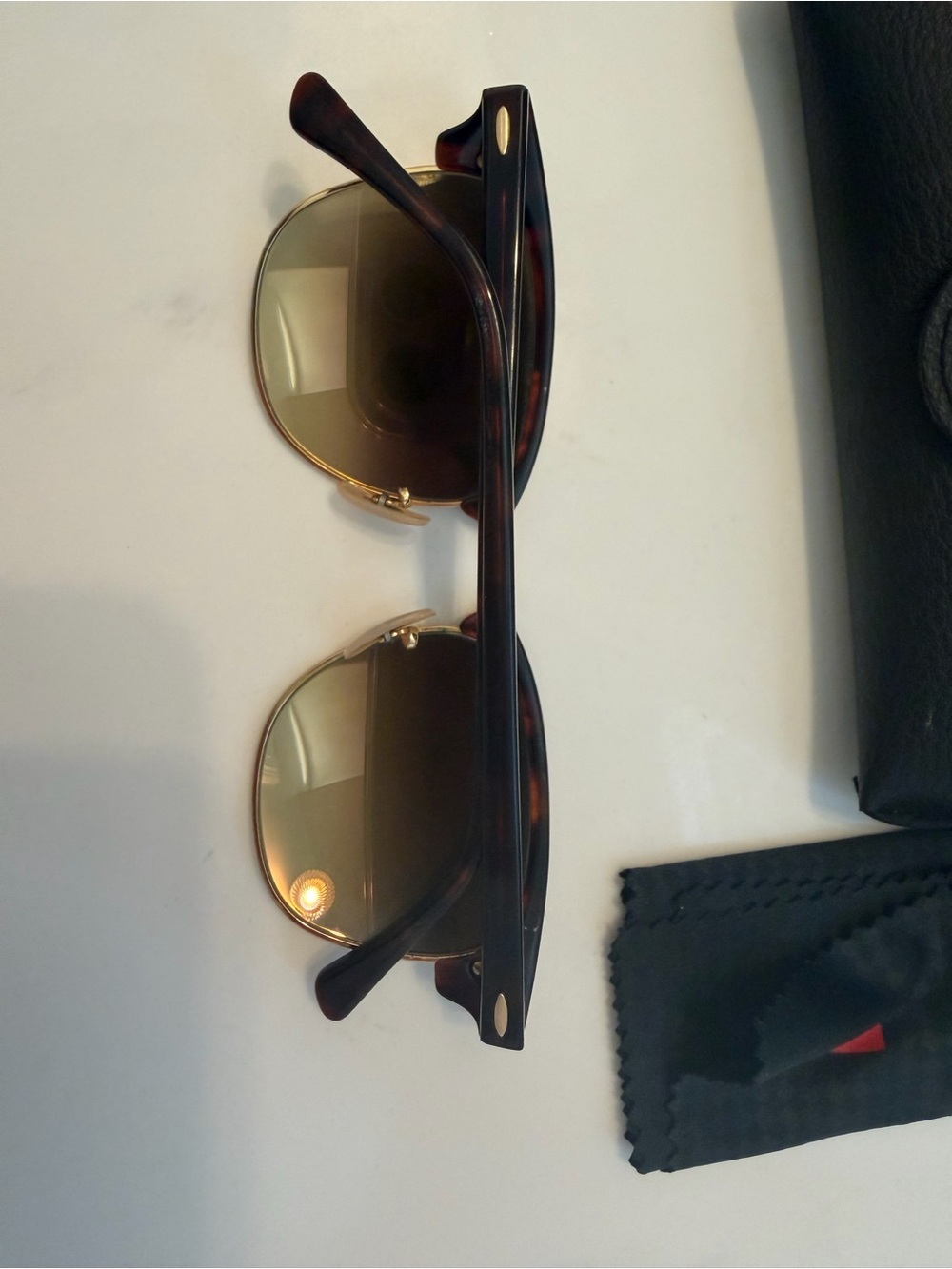 Ray-Ban Clubmaster Sunglasses in Brown with Rose Gold Mirrors - Picture 4 of 4